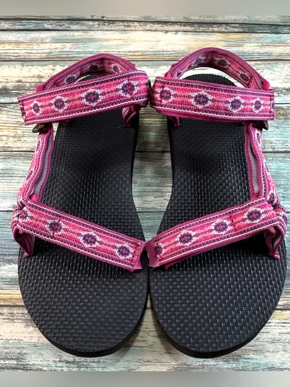 Teva Original Universal Strappy Sandals Womens 7 Pink Nylon Adjustable Straps
